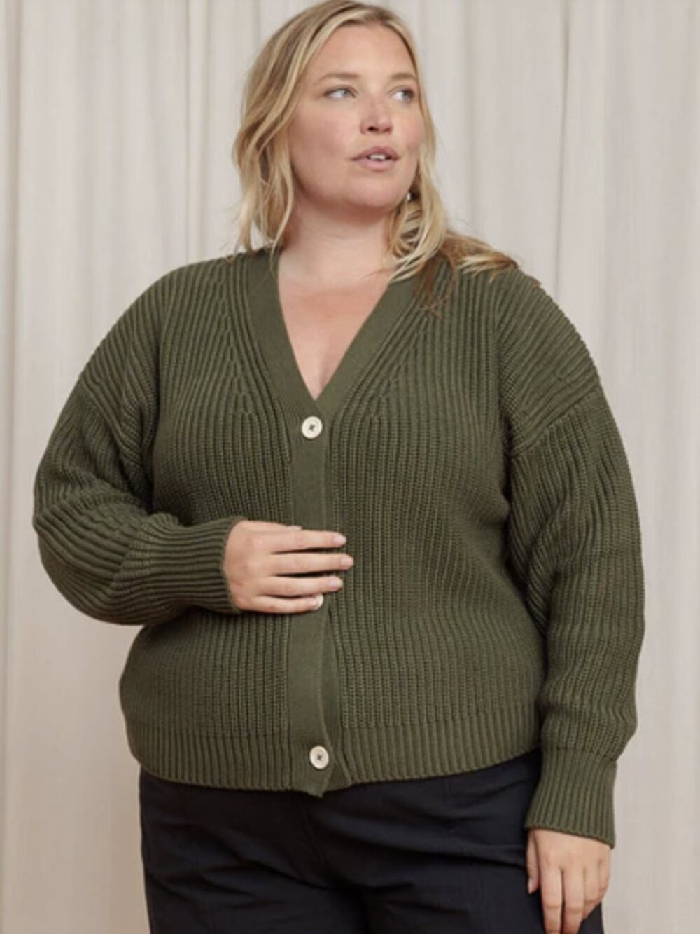 Shelter Cotton Cardigan - Dark Olive